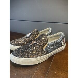 Vintage Havana Shoes Women 7 BRONZE BERTIE Glitter Sneaker Slip On Patches NWOB!